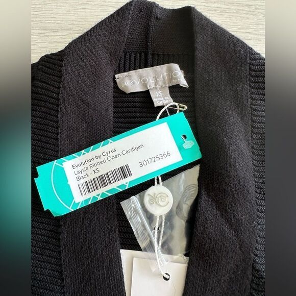 Evolution by Cyrus Laysie Ribbed open Cardigan BLACK Stitch‎ Fix XS NWT - Picture 6 of 8